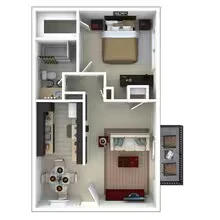 1x1 Luxury HC-49 floor plan